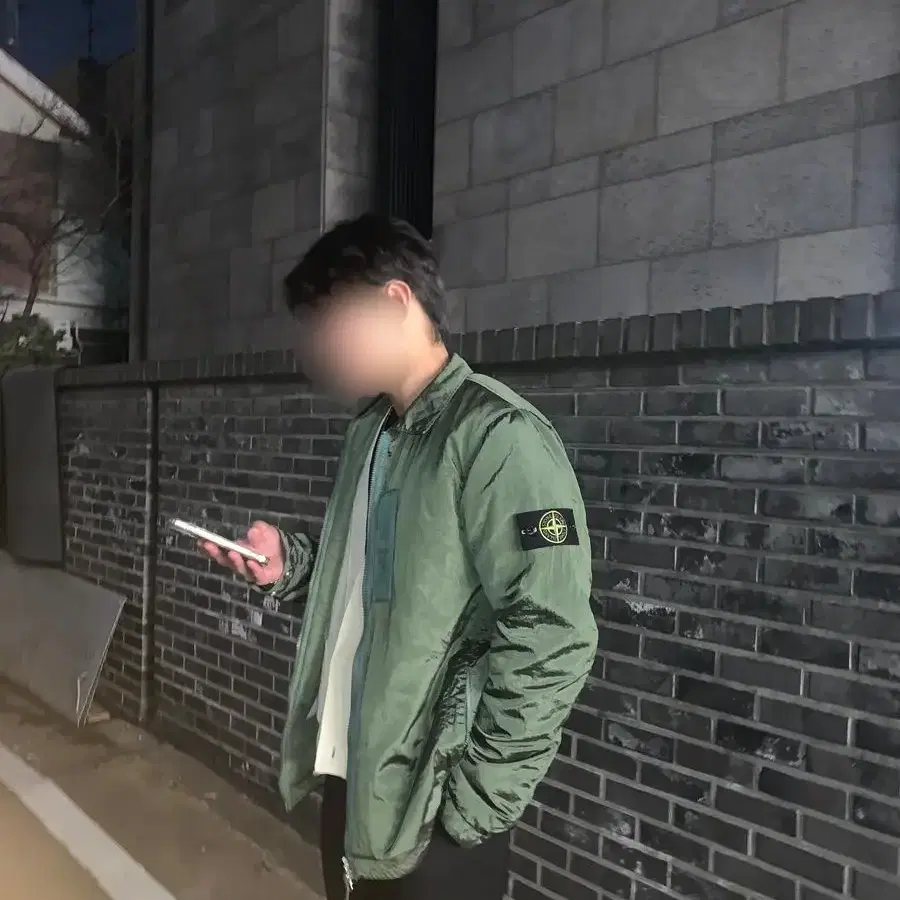 스톤 아일랜드 로고 패치 나일론 자켓 L