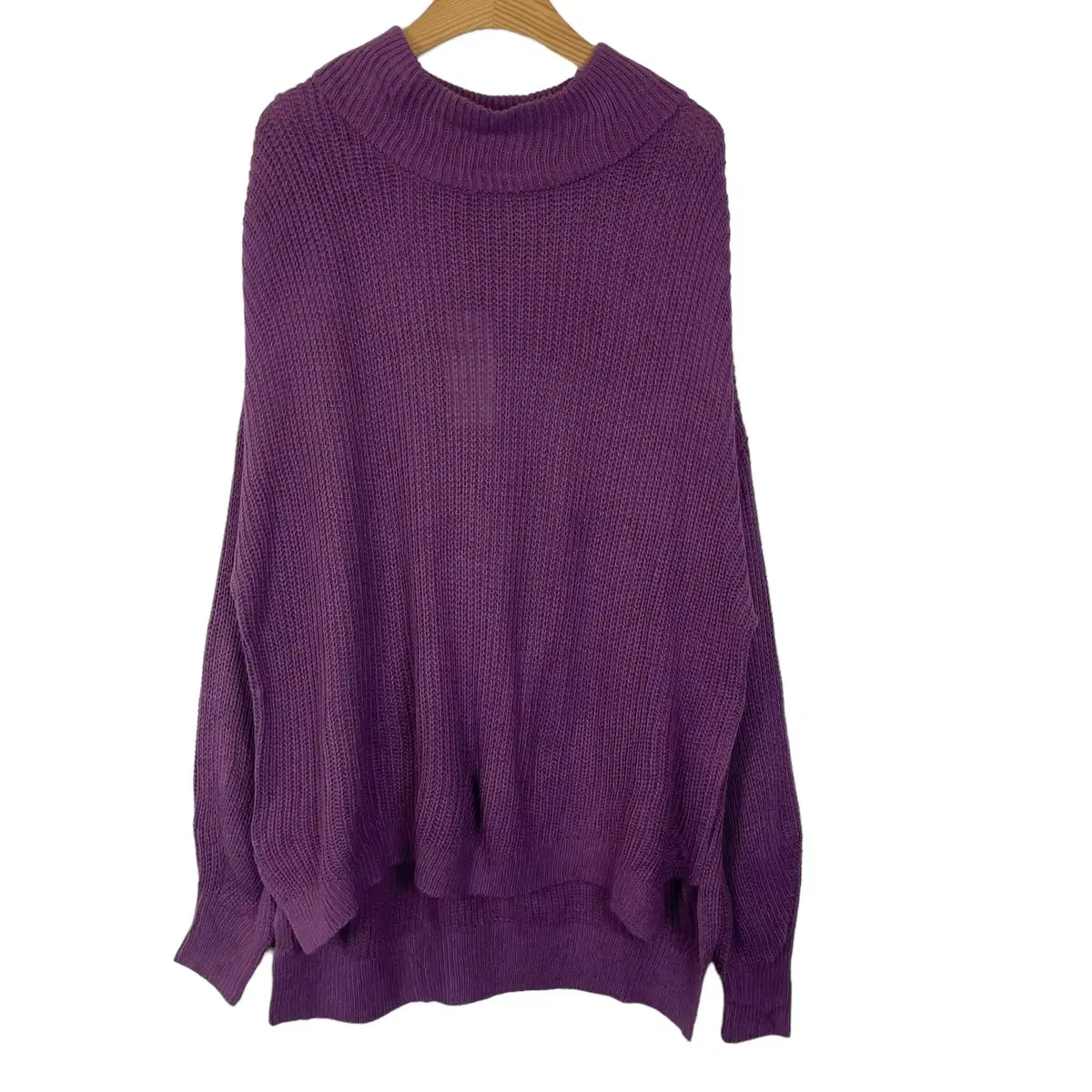 earth music&ecology purple turtleneck waffle knit