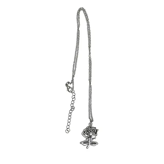 SILVER ROSE NECKLACE