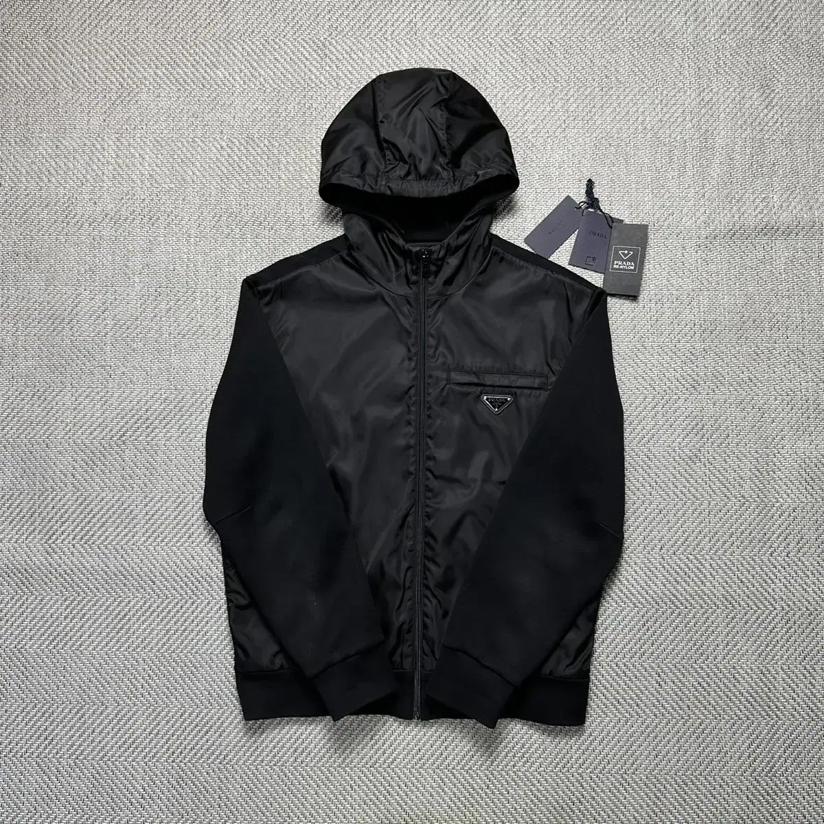 (Genuine) Prada Rina Nylon Triangle Logo Hooded Zip-up Jacket M