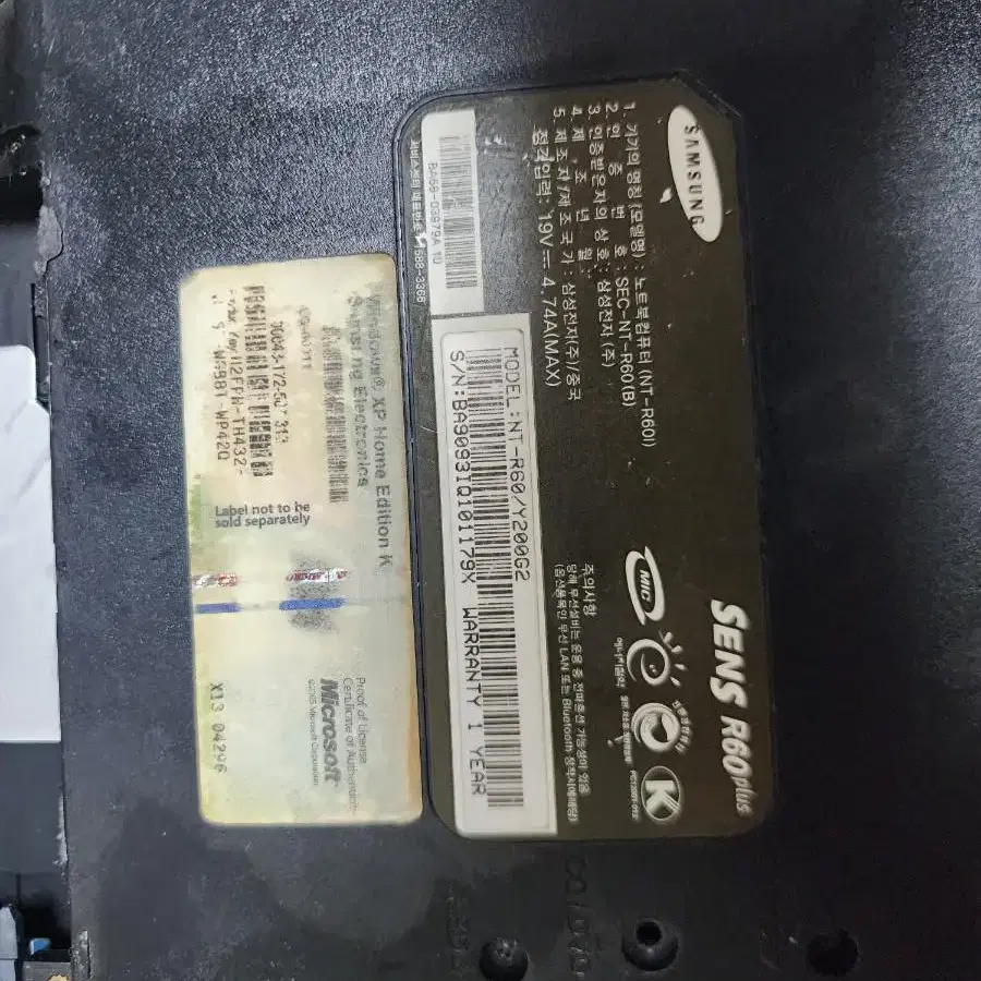 노트북 센스 r60부품 ssd 160g ddr2 1g x2개 모뎀