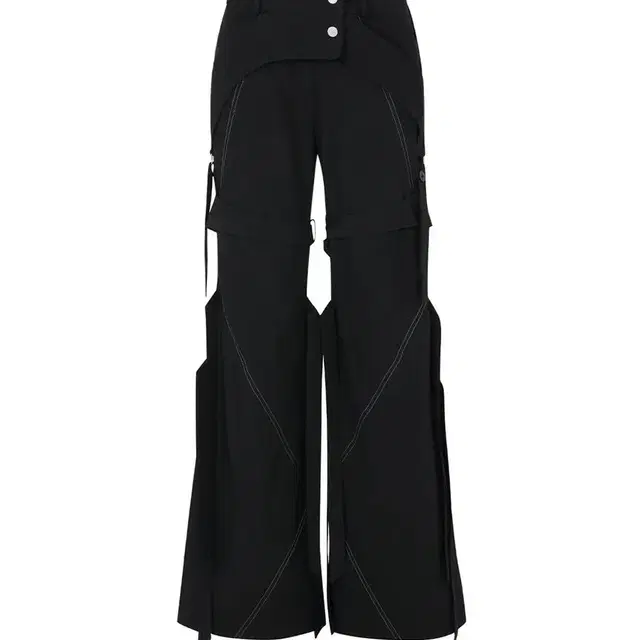 Leey STRAP STITCH BOOTS CUT PANTS BLACK