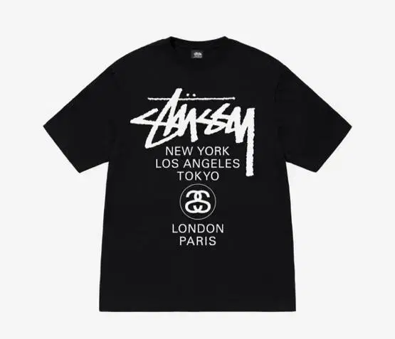 [새상품,정품] 일본 스투시 월드투어 티 블랙 2023 XL stussy