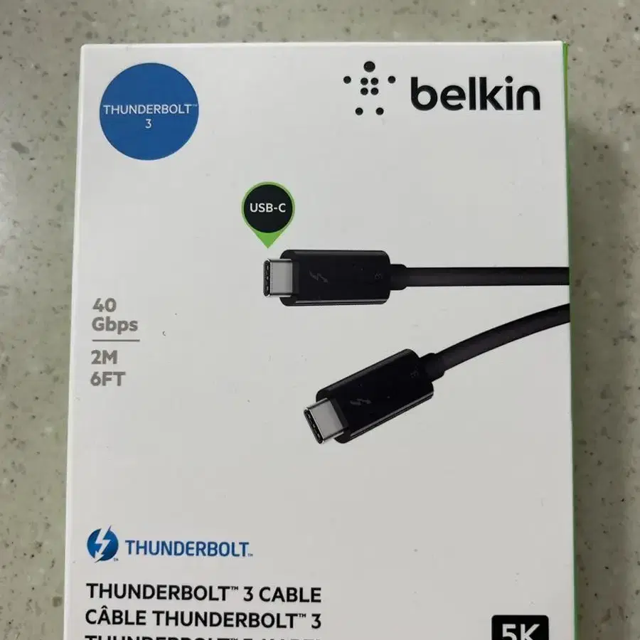 벨킨 thunderbolt 3 cable (40Gbps, 2m)