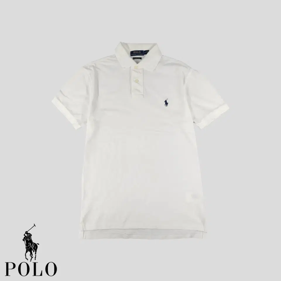 Polo Ralph Lauren White Navy Pony Cotton100 Custom Slim Fit PK Pique Kara Neck