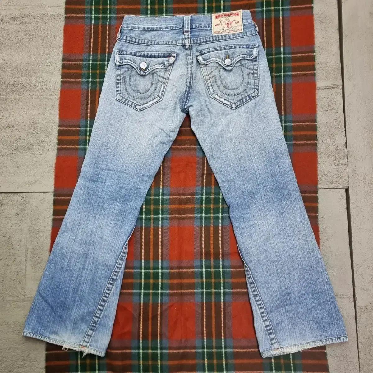 [34] Truly Reliable JOEY distressed bootcut denim pants.