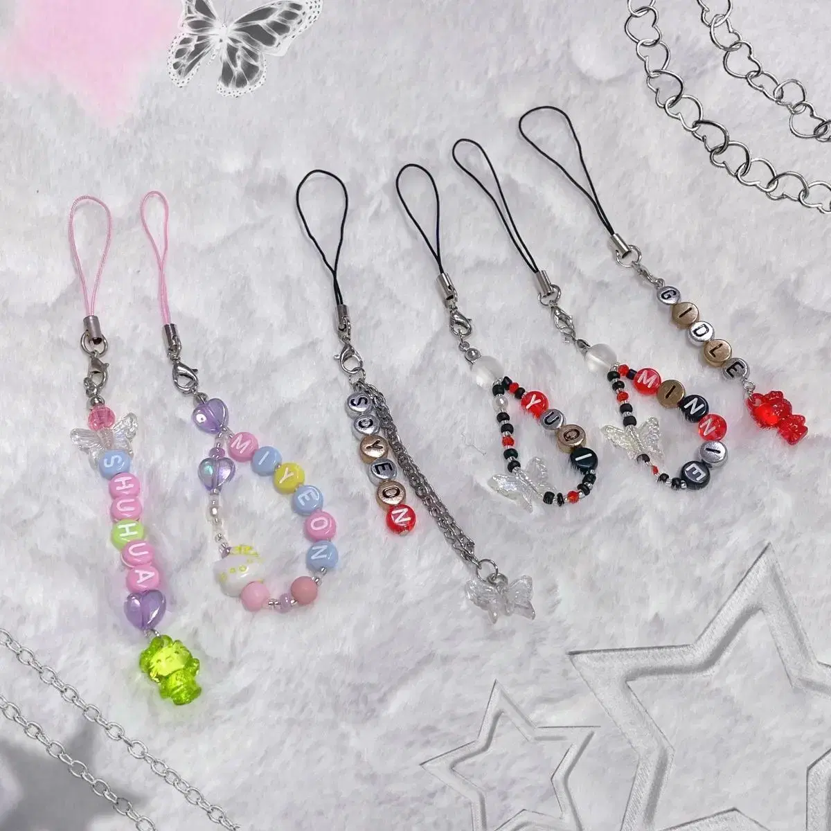 Woman idle Initial Beads keyring minnie yuqi soyeon miyeon shuhua Cell Phone Lanyard