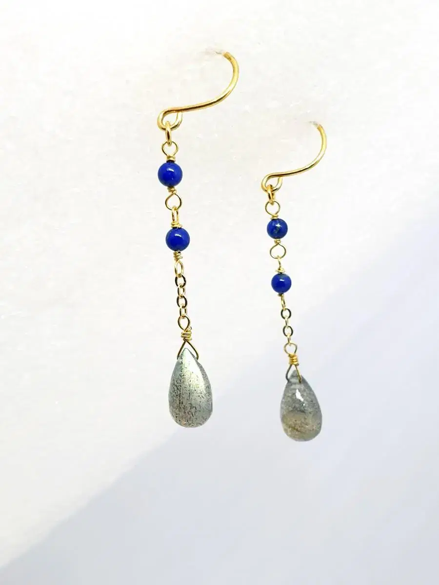 Labrador & Lapis gemstone earrings