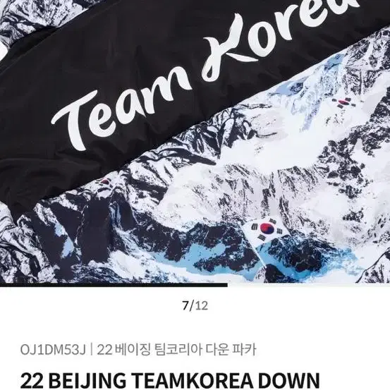 Team Korea 선수 지급용 패딩(2xl)