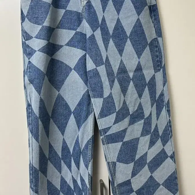 D.T CHECKERBOARD DENIM PANTS - WASHED BL