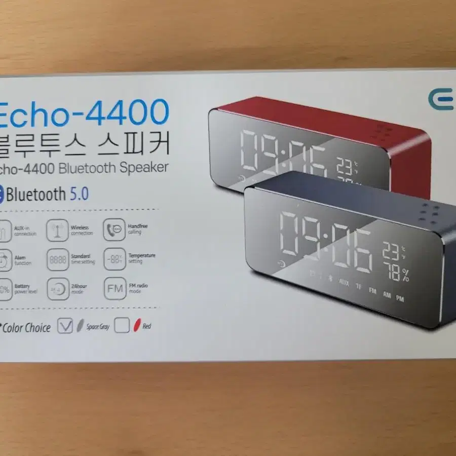 (미사용/새제품) 무선 블루투스 스피커+라디오+시계(echo-4400)