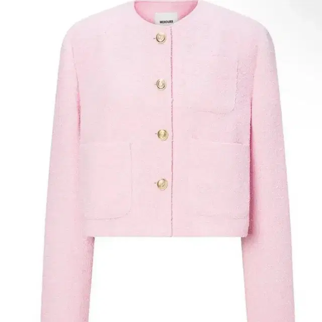 [WEHOURS] Cropped tweed jacket -pink