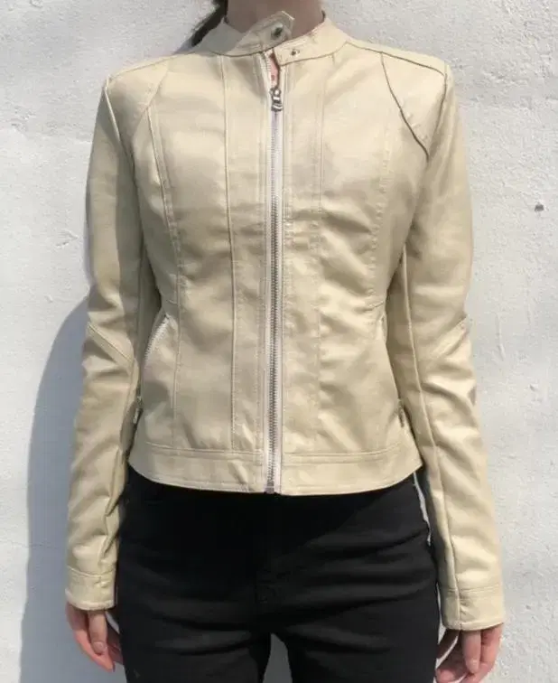 Add-on Beige Leather Jacket L