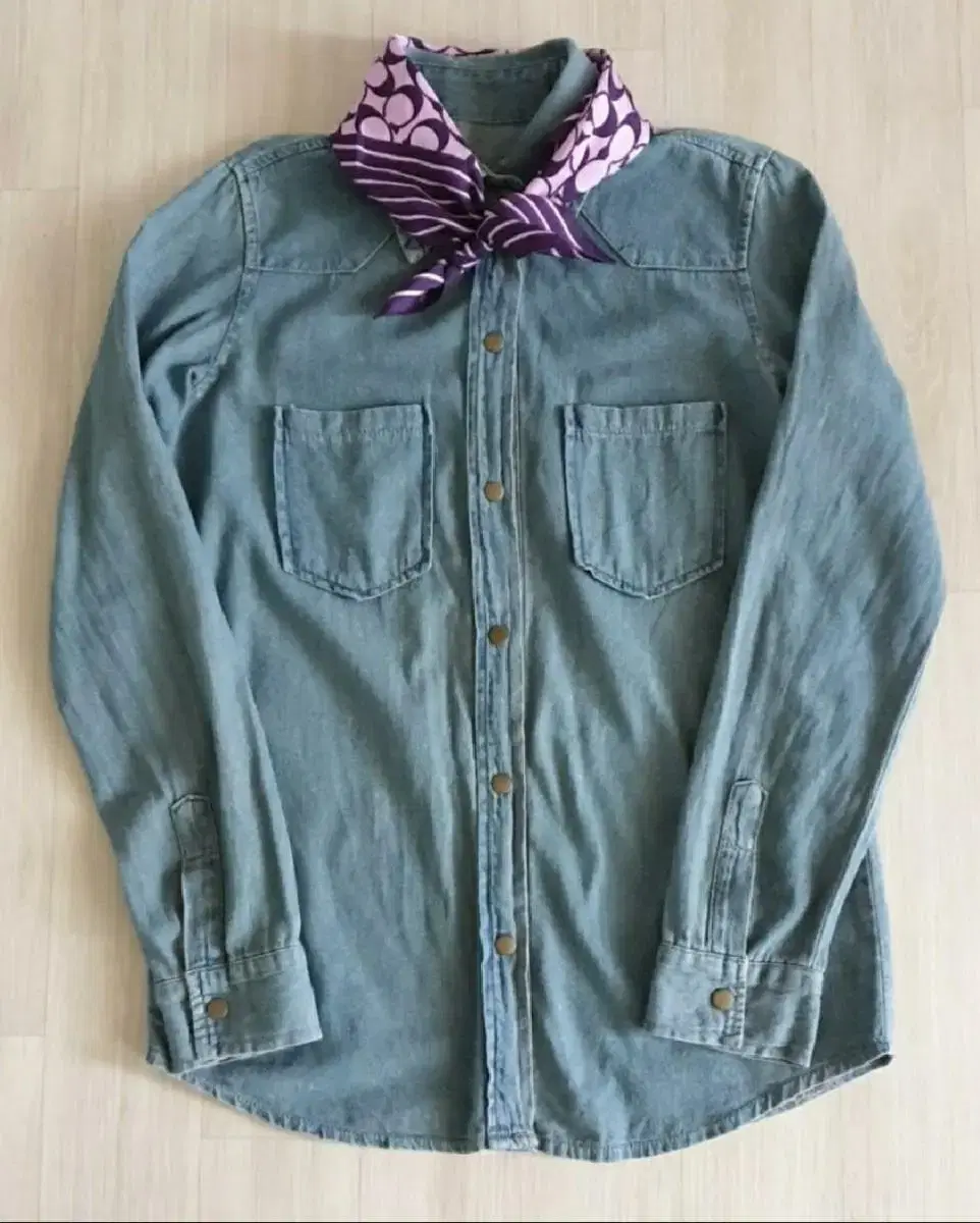 * Washed denim jean blouse