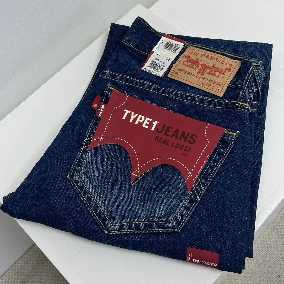 Levi's 00S Type One Real Rise Mid Blue Denim Pants Deadstock