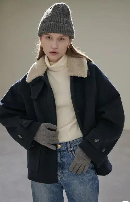 닐바이피 22WN two-way basic half coat 네이비