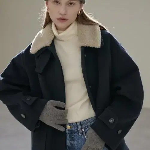 닐바이피 22WN two-way basic half coat 네이비