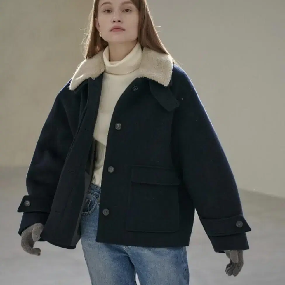 닐바이피 22WN two-way basic half coat 네이비