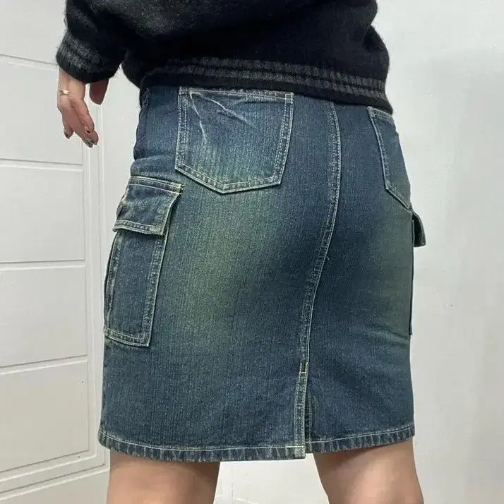 Denim washing pocket skirt -빈티지 스커트