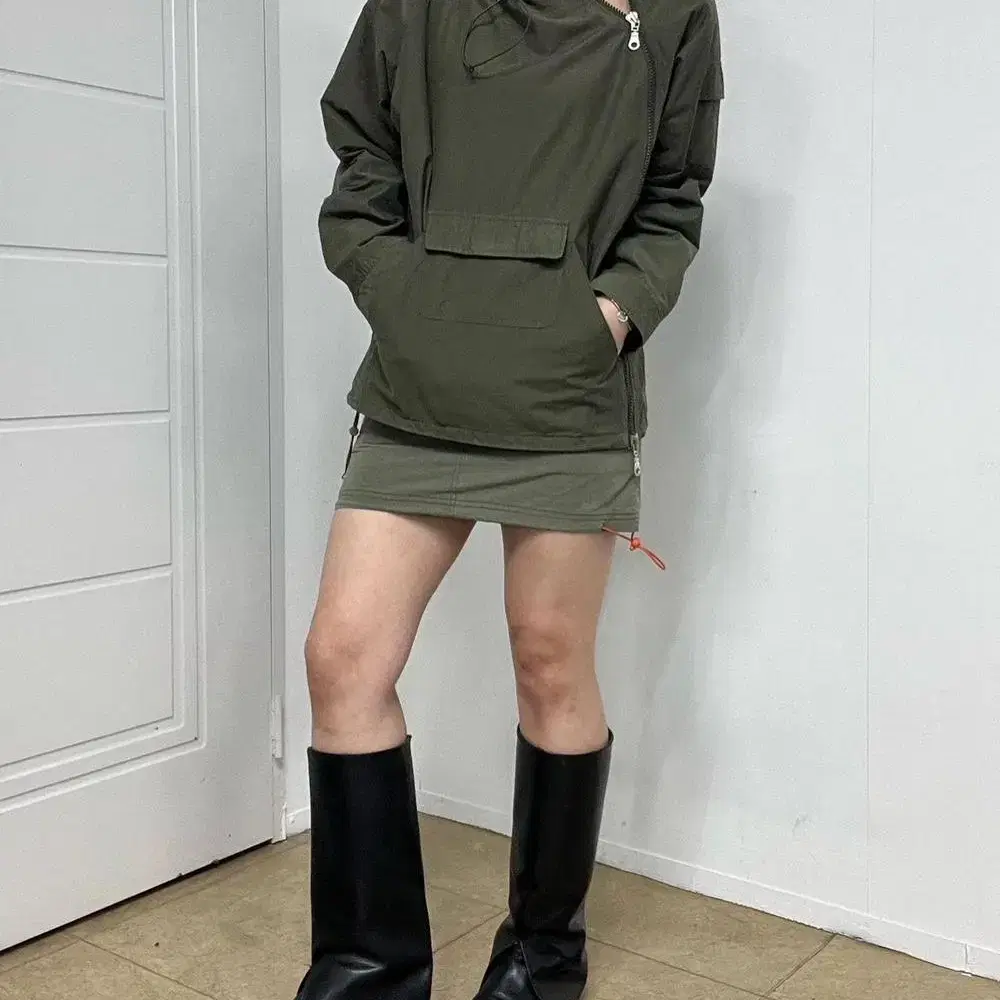 Khaki detail mini skirt- 빈티지 카키카고스커트