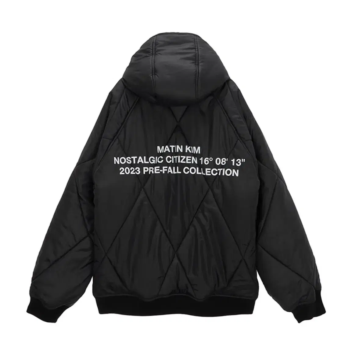 마뗑킴 BACK TYPO QUILTING HOOD JUMPER black