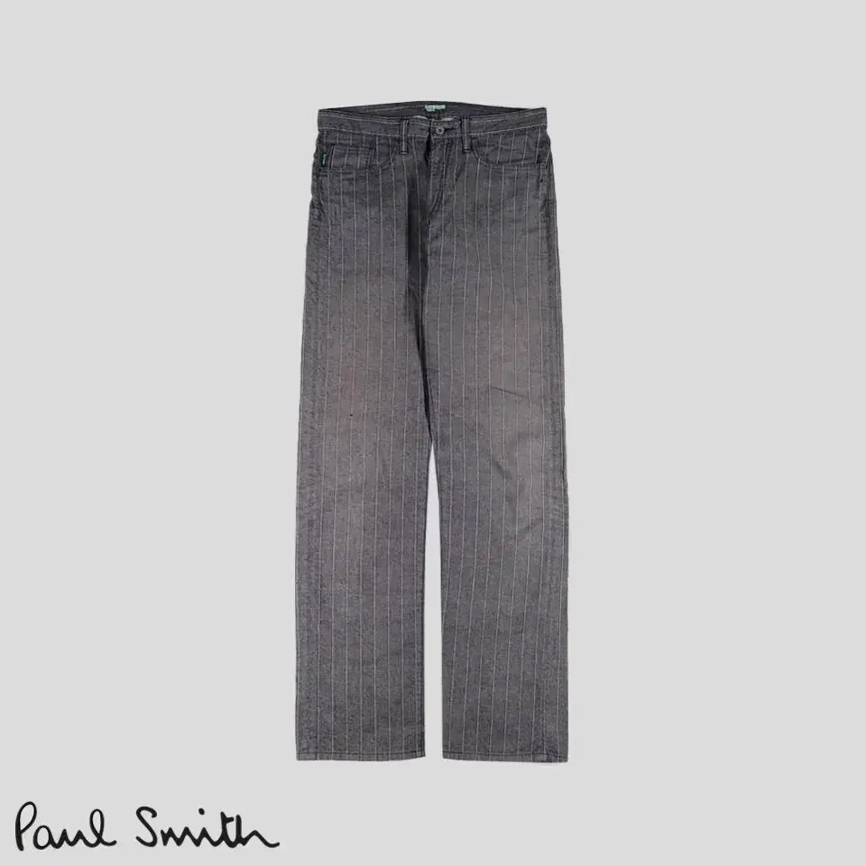 Poulsmith Grey and White Striped Cotton Pants 32