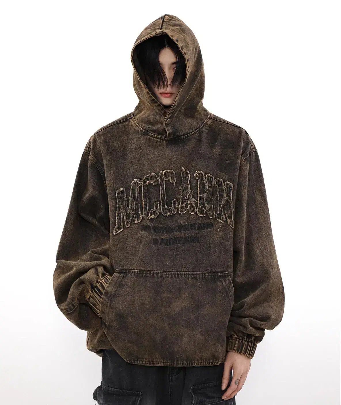 Loose-fitting hooded washed denim retro hoodie