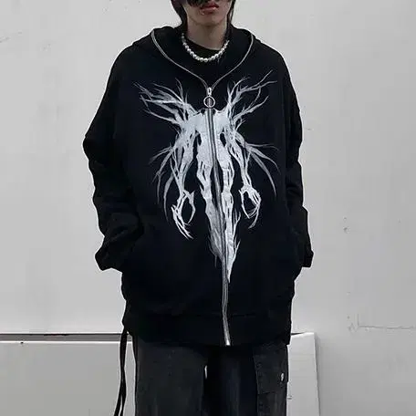 Zip-up hoodie Overfit darkwear Street hoodie jacket