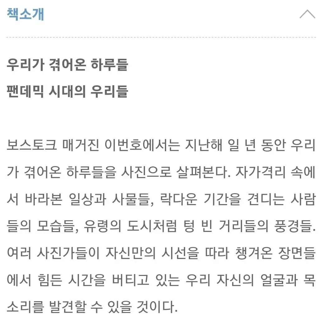 보스토크 매거진 2020 팬데믹 다이어리