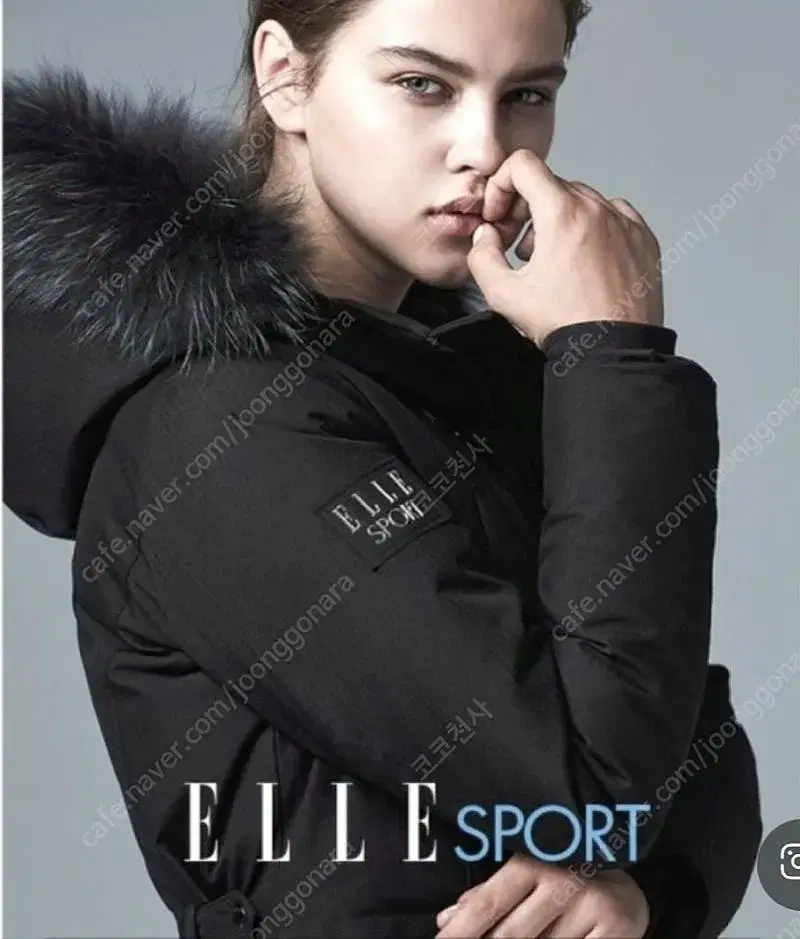 ELLE SPORT 엘르 스포츠 구스다운 버클 패딩 자가드 헤링본 거위털