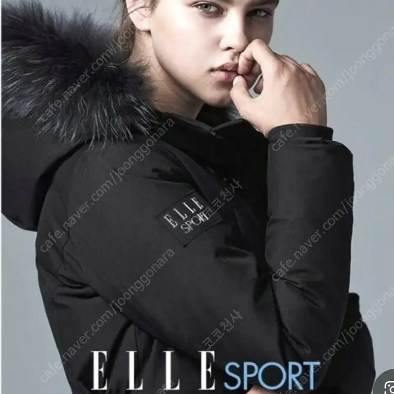 ELLE SPORT 엘르 스포츠 구스다운 버클 패딩 자가드 헤링본 거위털