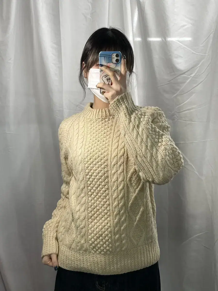 Vintage bios Ivory Woven Knit Sweater