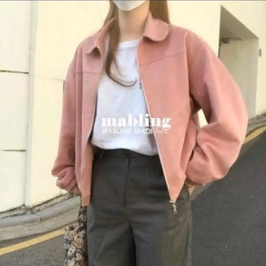 마블링 peterpan collar blouson