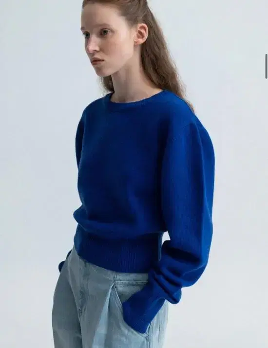 아우브아워 puff sleeve round knit (blue)