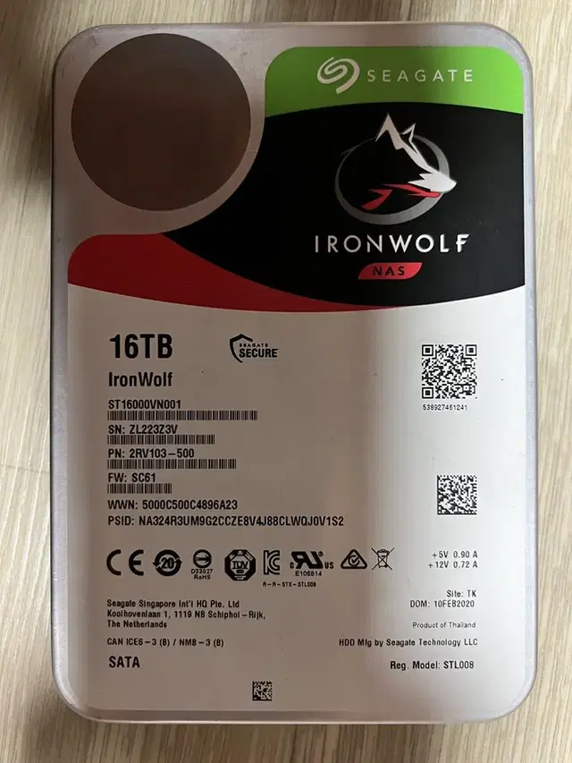 Seagate IronWolf 7200/256M 16TB