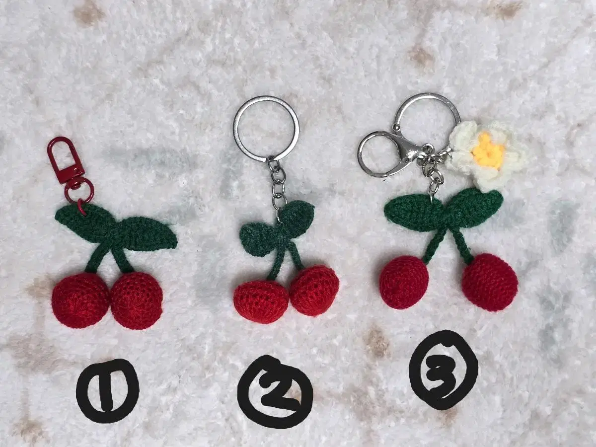 Cherry knitting keyring