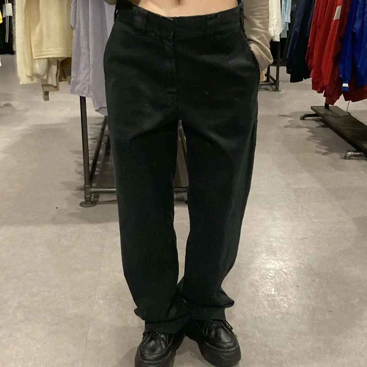 DICKIES 디키즈 빈티지 뒷면 로고 트레이드 워크 팬츠 블랙 (30)