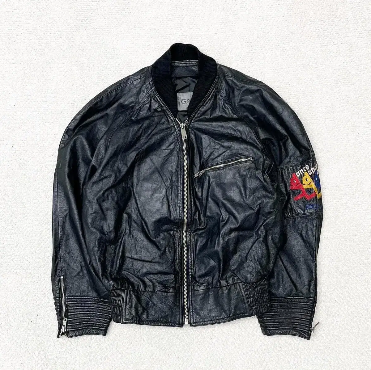 90s Japan Vintage JOCX-TV Leather Bomber Jacket