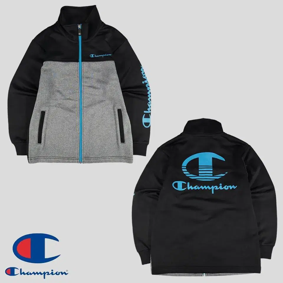 Champion JP Deep Gray Black Colorway Sky bloo Spellprinted Tracktop Zip Up Jersey