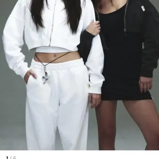 글로니 classic washed crop zip up(white)