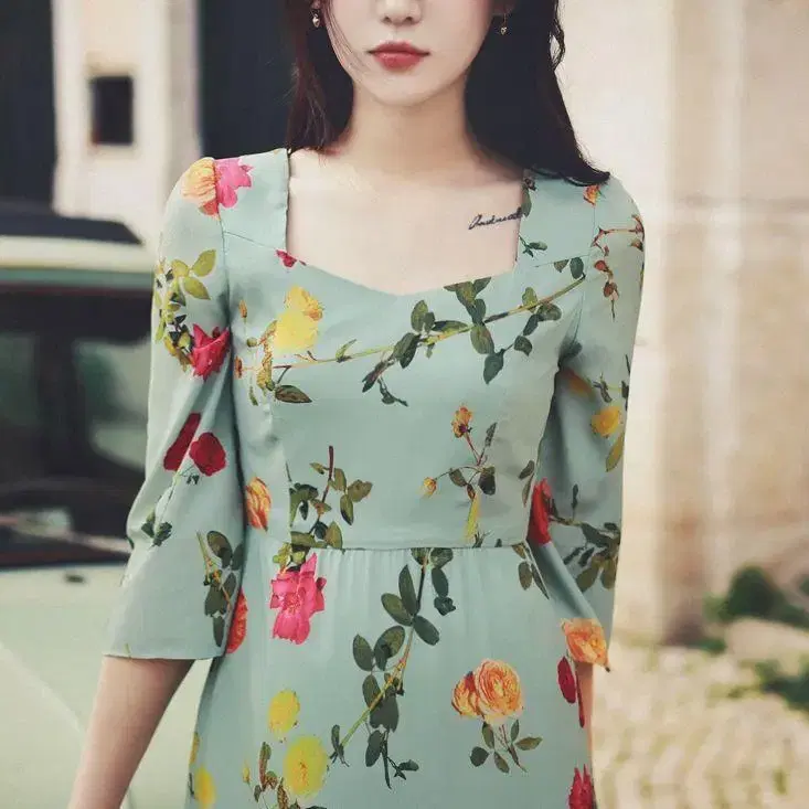 [새상품] 밀크코코아 mint rose dress (L size)