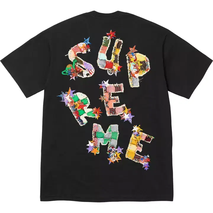 정품 S,M,L,XL,2XL 슈프림 패치워크 티셔츠 SS24 슈프림반팔