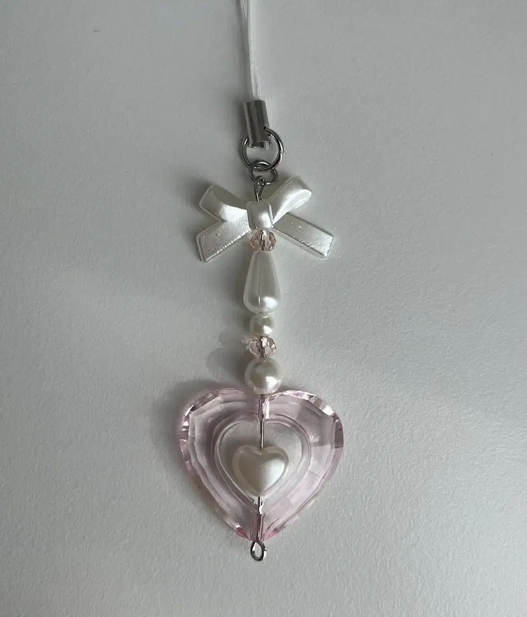 [Clear Heart] Beaded Keyring