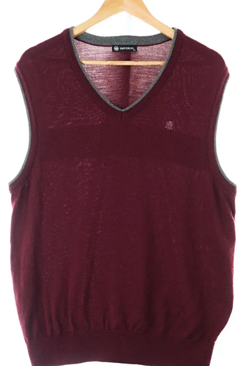 (XL) BrandVintage Knit Vest Vest Burgundy Américage-AB00