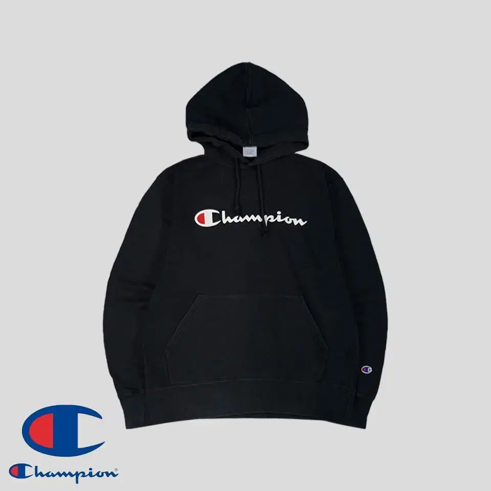 Champion Pigment Charcoal Spellogo Printing Arm Patch 100% Cotton Sweat Hooded T-Shirt