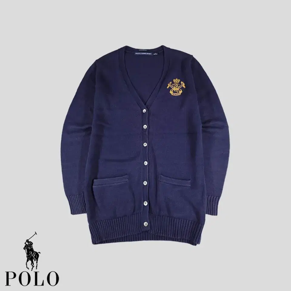 Polo Ralph Lauren Sport Navy Boyfriend Fit Cotton100 V-Neck Long Cardigan WO