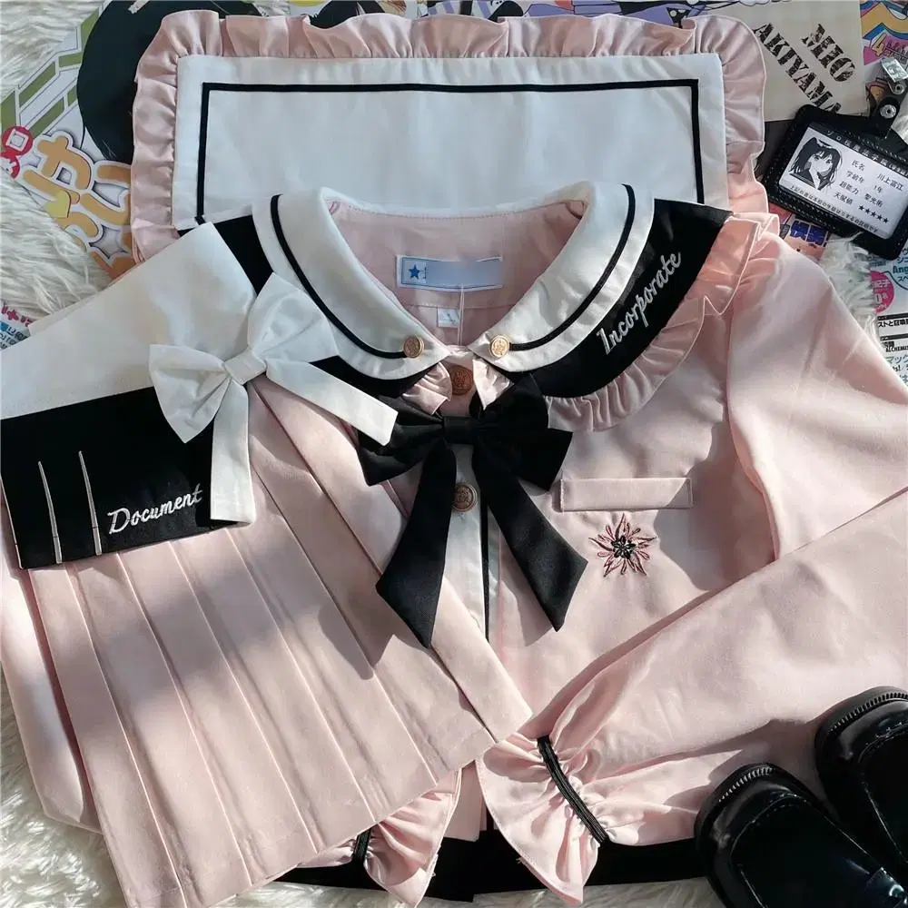 School Look sakura Ribbon JK Set