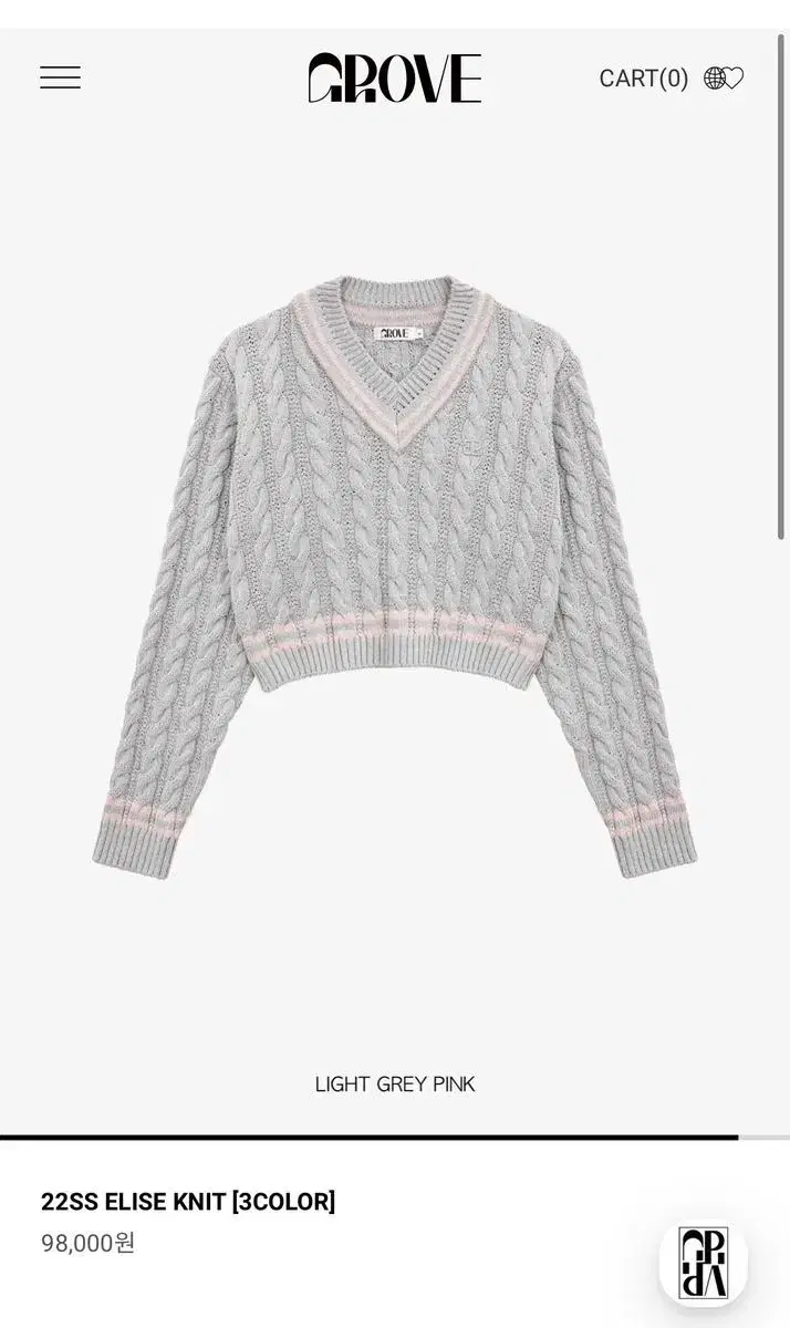 그로브 GROVE ELISE KNIT - LIGHT GRAY / PINK