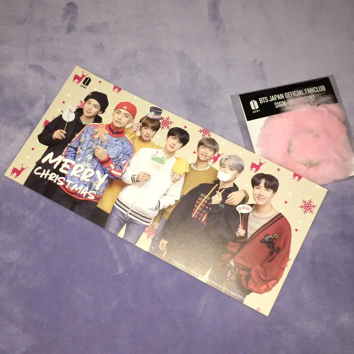 BTS Japan FC Christmas kard postcard keyring BTS