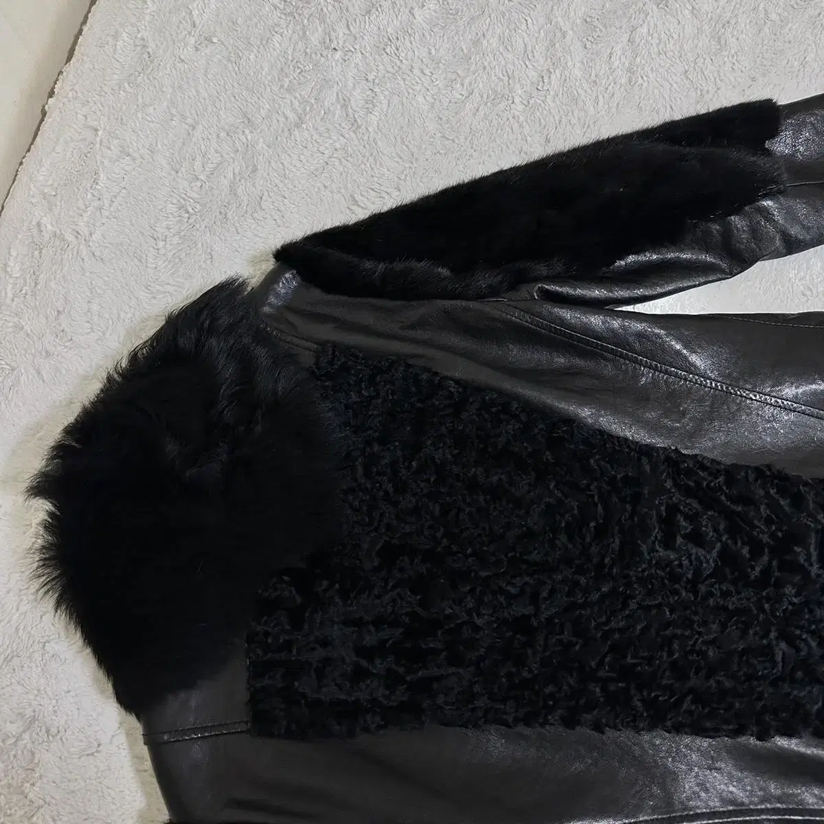 Punk fur sheep leather jacket